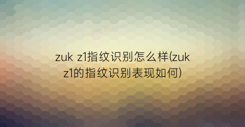 zukz1指纹识别怎么样(zukz1的指纹识别表现如何)
